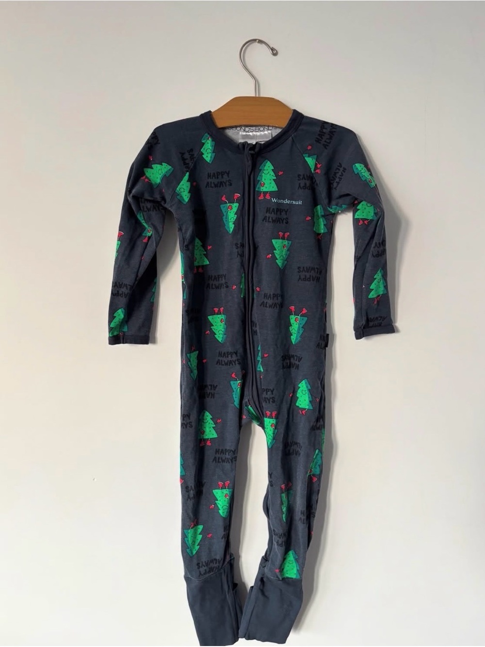Bonds Navy Footed Pajamas with Green Tree Print